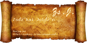 Zsákai Jolán névjegykártya